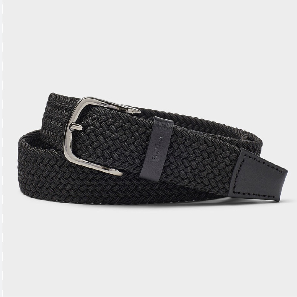 BOSS by HUGO BOSS at Le 31 Braided stretch Belt w/ leather trim Dark Navy